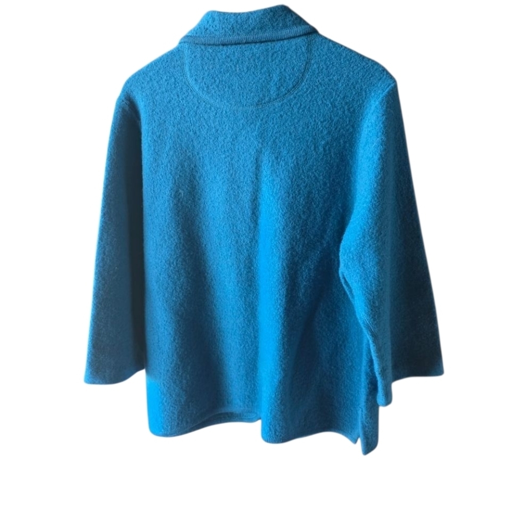 Appleseeds Woman Plus Size 1X Turquoise Blue 100% Wool Jacket Vintage Preppy - Picture 2 of 6